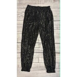 SHEIN Womens Black Sequin Jogger Pants Elastic Waist Drawstring Party Large L